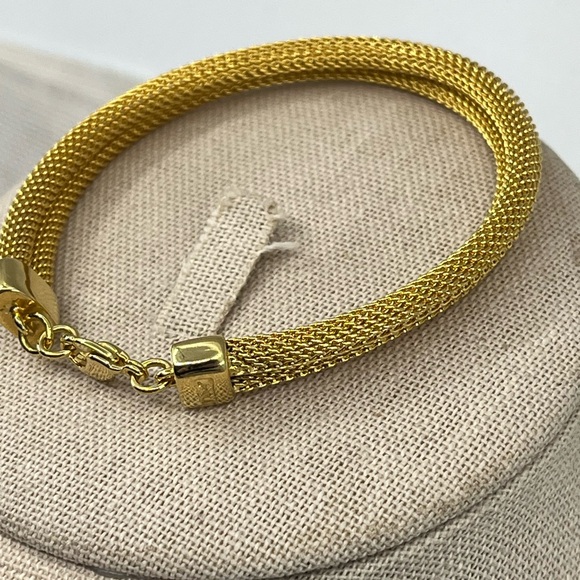 Vintage Rare 1980s Monet Gold-Tone Double Strand Mesh Bracelet - Picture 3 of 14